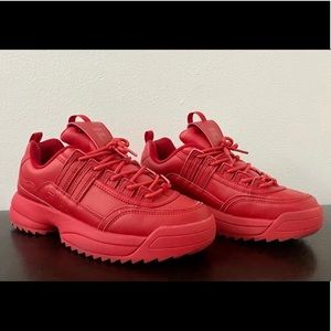 Monochrome Red Fila Women Disruptor 2